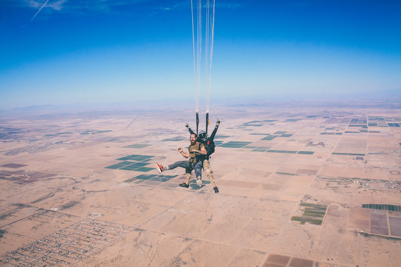 male first time skydiver with instructor skydiving near me