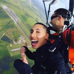 Male tandem student enjoying parachute flight while skydiving at Jump Florida near Orlando FL